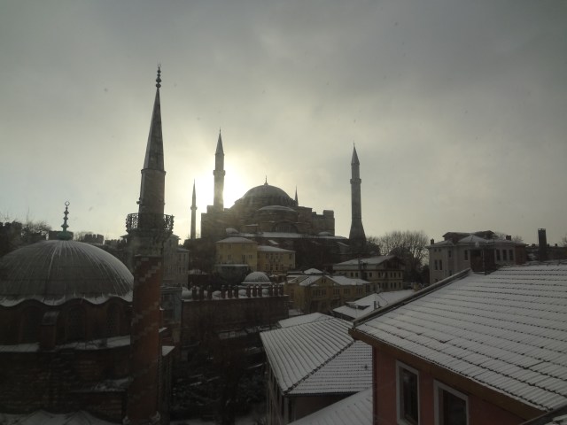 The Hagia Sophia at sunrise. 