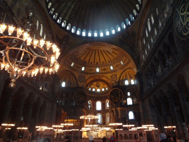 Inside the Hagia Sophia. 